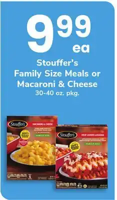 ACME Stouffer's Family Size Meals or Macaroni & Cheese offer