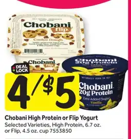 Stop&Shop Chobani High Protein or Flip Yogurt offer