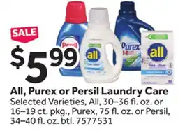 Stop&Shop All, Purex or Persil Laundry Care offer