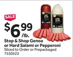 Stop&Shop Stop & Shop Genoa or Hard Salami or Pepperoni offer