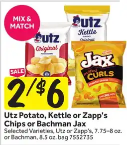 Stop&Shop Utz Potato, Kettle or Zapp's Chips or Bachman Jax offer