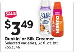 Stop&Shop Dunkin' or Silk Creamer offer