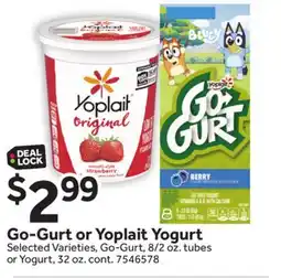 Stop&Shop Go-Gurt or Yoplait Yogurt offer