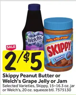 Stop&Shop Skippy Peanut Butter or Welch's Grape Jelly or Jam offer