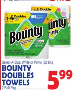 Bravo Supermarkets BOUNTY DOUBLES TOWELS, 2 Roll Pkg offer