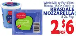 Bravo Supermarkets KRASDALE MOZZARELLA 8 Oz. Pkg offer