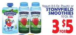Bravo Supermarkets STONYFIELD SMOOTHIES 10 Oz. Btl offer