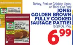 Bravo Supermarkets JONES GOLDEN BROWN FULLY COOKED SAUSAGE PATTIES offer