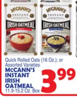 Bravo Supermarkets McCANN'S INSTANT IRISH OATMEAL, 11.9-15.2 Oz. Box offer