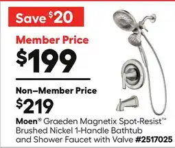 Lowe's Graeden Magnetix Spot-Resist Brushed Nickel 1-Handle Bathtub and Shower Faucet with Valve offer