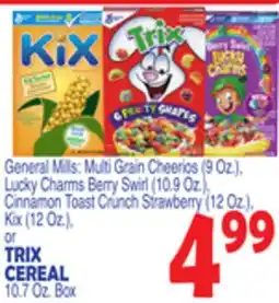 Bravo Supermarkets GENERAL MILLS TRIX CEREAL, 10.7 Oz. Box offer