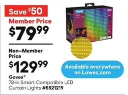 Lowe's 78-in Smart Compatible LED Curtain Lights offer