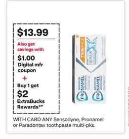 CVS ANY Sensodyne, Pronamel or Paradontax toothpaste multi-pks offer