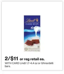 CVS Lindt 1.7-4.4 oz or Ghirardelli bars offer