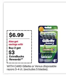 CVS Gillette or Venus disposable razors 3-4 ct offer