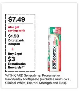 CVS Sensodyne, Pronamel or Parodontax toothpaste offer