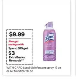 CVS Lysol disinfectant spray 19 oz or Air Sanitizer 10 oz offer