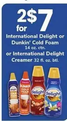 Safeway International Delight or Dunkin' Cold Foam offer