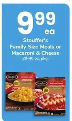 Safeway Stouffer's Family Size Meals or Macaroni & Cheese offer
