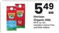 Safeway Horizon Organic Milk offer