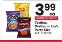 Safeway Tostitos, Doritos or Lay’s Party Size offer