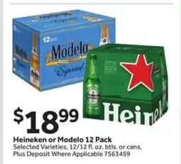 Stop&Shop Heineken or Modelo 12 Pack offer