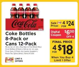 ShopRite Coke Bottles 8-Pack or Cans 12-Pack offer