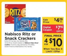 ShopRite Nabisco Ritz or Snack Crackers offer