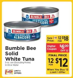 ShopRite Bumble Bee Solid White Tuna offer