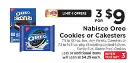 ShopRite NABISCO Oreo Cookies or Cakesters offer