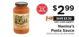 ShopRite Nanina's Pasta Sauce offer
