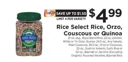 ShopRite Rice Select Rice, Orzo, Couscous or Quinoa offer