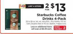 ShopRite Starbucks Coffee Drinks 4-Pack offer