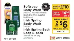 ShopRite Softsoap Body Wash / Irish Spring Body Wash / Irish Spring Bath Soap 8-pack offer