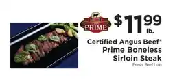 ShopRite Certified Angus Beef Prime Boneless Sirloin Steak offer