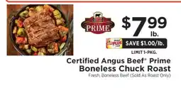 ShopRite Certified Angus Beef Prime Boneless Chuck Roast offer