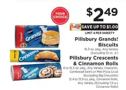 ShopRite Pillsbury Grands! Biscuits, Pillsbury Crescents & Cinnamon Rolls offer