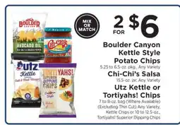 ShopRite Boulder Canyon Kettle Style Potato Chips, Chi-Chi’s Salsa, Utz Kettle or Tortiyahs! Chips offer