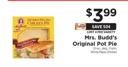 ShopRite Mrs. Budd's Original Pot Pie offer