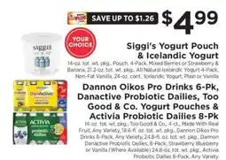 ShopRite Siggi's Yogurt Pouch & Icelandic Yogurt offer