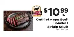 ShopRite Certified Angus Beef Boneless Sirloin Steak offer