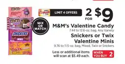ShopRite M&M’s Valentine Candy, Snickers or Twix Valentine Minis offer