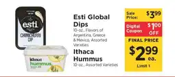 ShopRite Esti Global Dips / Ithaca Hummus offer