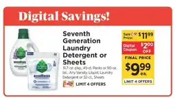 ShopRite Seventh Generation Laundry Detergent or Sheets offer