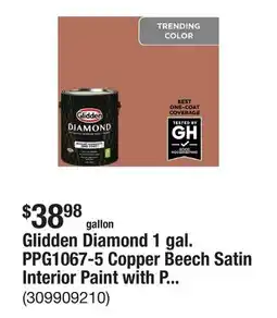 The Home Depot Glidden Diamond 1 gal. PPG1067-5 Copper Beech Satin Interior Paint with Primer offer