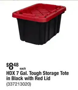 The Home Depot HDX 7 Gal. Tough Storage Tote in Black with Red Lid offer
