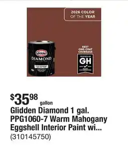 The Home Depot Glidden Diamond 1 gal. PPG1060-7 Warm Mahogany Eggshell Interior Paint with Primer offer