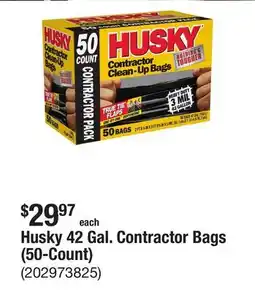 The Home Depot Husky 42 Gal. Contractor Bags (50-Count) offer