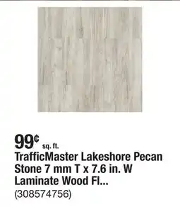 The Home Depot TrafficMaster Lakeshore Pecan Stone 7 mm T x 7.6 in. W Laminate Wood Flooring (24.2 sqft/case) offer