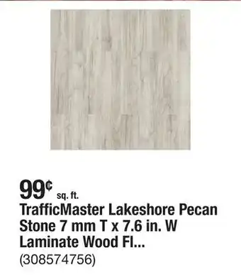 The Home Depot TrafficMaster Lakeshore Pecan Stone 7 mm T x 7.6 in. W Laminate Wood Flooring (24.2 sqft/case) offer